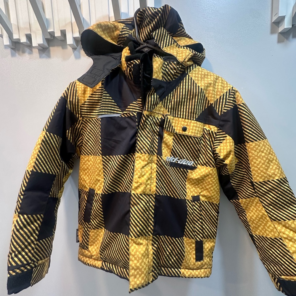 Ski-Doo BRP Youth Snowmobile Winter Jacket Size 10 Yellow Black Insulated